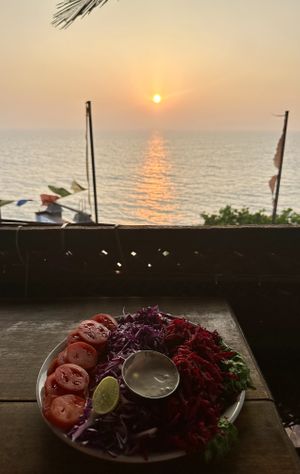 side salad at sunset   at Lumuma in Varkala