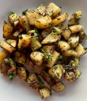 side of parsley potatoes - 260Rs  at Lumuma in Varkala