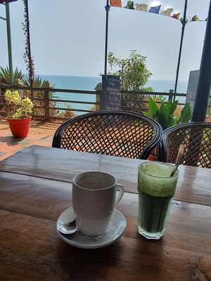 Soy latte and Vitamin C Blast smoothie at Lumuma in Varkala