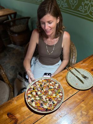 Gluten and yeast free veg special pizza at Lumuma in Varkala