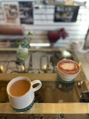Hot chocolate and latte soy milk  at PP Coffee - 피피커피 in Seoul