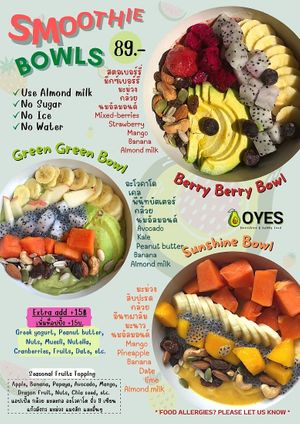 Menu03 at OYES Smoothies and Happy Food in Chiang Mai