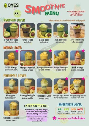 Menu02 at OYES Smoothies and Happy Food in Chiang Mai