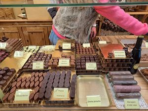 Marzipan, praline and rosemary all vegan here at Chocolatier Van Oost  in Bruges