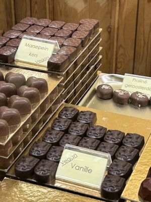 marzipan cherry, vanillaa  at Chocolatier Van Oost  in Bruges