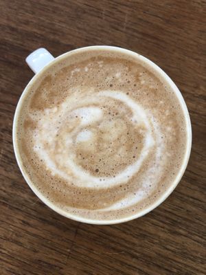 Dark chocolate cappuccino with coconut milk  at Nobel Bopel in Bergen