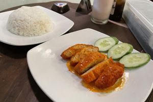 Vegan pork (20,000 VND) with white rice (10,000 VND)  at Tiệm chay Veggie Saigon - Vegan Kitchen in Ho Chi Minh City