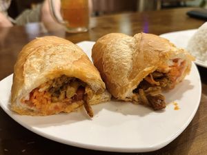 Veggie bread with mushroom (25k VND)  at Tiệm chay Veggie Saigon - Vegan Kitchen in Ho Chi Minh City
