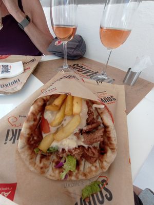 Plant based gyros at Souvlaki Story  in Mykonos