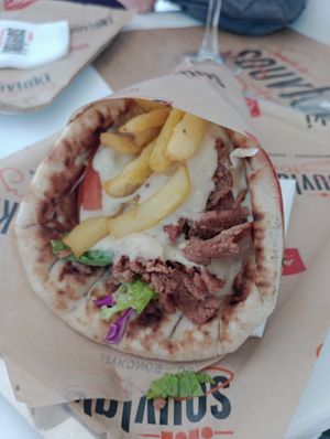 Plant based gyros at Souvlaki Story  in Mykonos