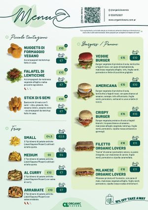 menu 2 at Organic Lovers Torino in Turin