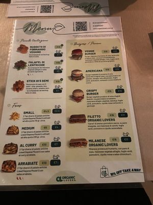 Menu  at Organic Lovers Torino in Turin
