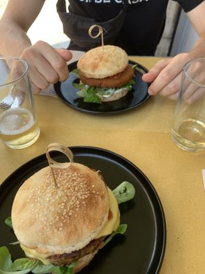 Crispy burger and cheese burger   at Organic Lovers Torino in Turin