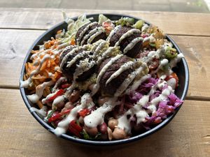 Felafel bowl with tahini dressing 😋  at Falafia in Beverley