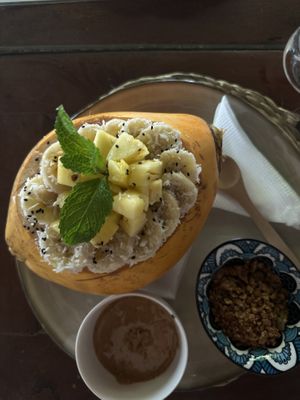 Mango & coconut smoothie bowl   at Squeeze Me in Mirissa