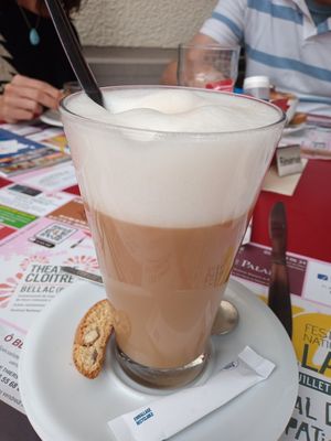 Oat milk latte at Le Georges in Rancon