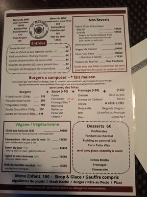 Menu including vegan options.  Changes with seasons at Le Georges in Rancon