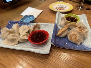 Pot stickers and dumplings   at Kiraku Sushi & Ramen in Santa Rosa