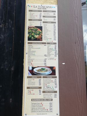 Menu at La Toscana Resto Patagónico in El Calafate
