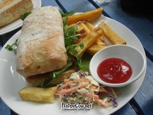 Cheese and salad sandwich with coleslaw and chips at Snap Cafe in Ho Chi Minh City