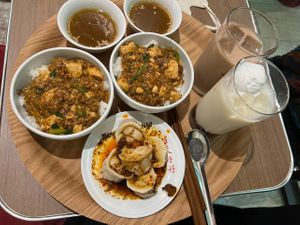 Mapo Tofu, Dumplings, Soy Drinks  at Ming-Teng HAO HAO in Nagoya