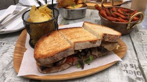 Vegana sandwich with sweet potato  at The Old Pharmacy in Ponta Do Sol