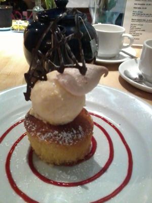 Orange Polenta cake at Sky Apple Cafe in Newcastle Upon Tyne