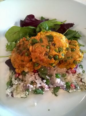 Sweet corn and tofu croquettes  at Sky Apple Cafe in Newcastle Upon Tyne