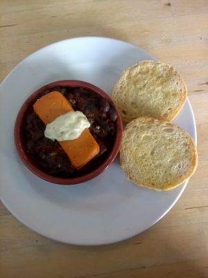 Garlic Mushroom bake with herb mayo and vegan cheese with focaccia bread (lunch menu) at Sky Apple Cafe in Newcastle Upon Tyne