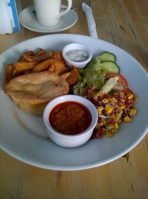 Curry pie from the lunch menu at Sky Apple Cafe in Newcastle Upon Tyne