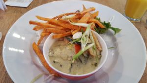 Curry and chips at Sky Apple Cafe in Newcastle Upon Tyne