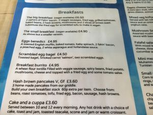 breakfast menu  at Sky Apple Cafe in Newcastle Upon Tyne