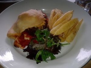 Cincinatti chilli burgizza at Sky Apple Cafe in Newcastle Upon Tyne