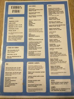 Drinks Menu at Sky Apple Cafe in Newcastle Upon Tyne