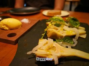 Artichoke, fennel, and variegated rocket at Ethos in Hobart