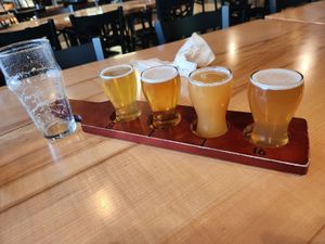 Flight of Four - Tasting board at Stone Hound Brewing Company in Williamsburg