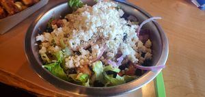 Bunker Hill salad topped with Vegan feta at Stone Hound Brewing Company in Williamsburg
