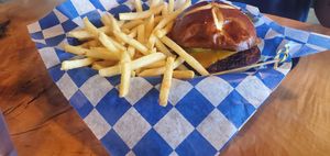 Holy Grail w/Impossible Burger. Exchange chips as side for fries for an additional $4 = $19 at Stone Hound Brewing Company in Williamsburg