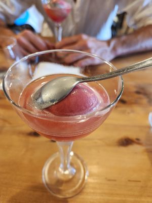 Otago cherry sorbet with champagne at Arc in Wanaka