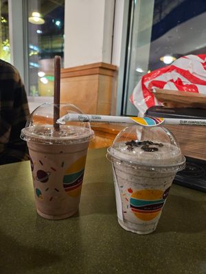 Large swirl shake and small mint cookies and cream shake at PLNT Burger in Dedham
