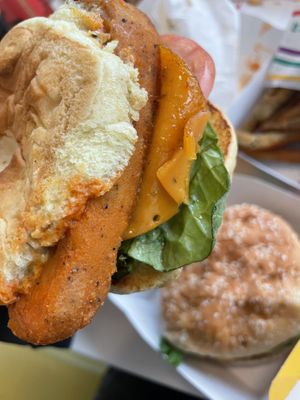 Spicy chik sandwhich at PLNT Burger in Dedham