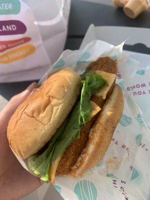 Spicy chicken sandwich   at PLNT Burger in Dedham