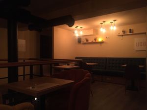 The upstairs area at night at Vikasha Lounge  in Belgrade