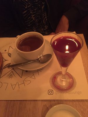 Arabian coffee, comes with pomegranate juice, quite fancy! at Vikasha Lounge  in Belgrade