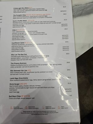 Menu at Riché  in Richmond