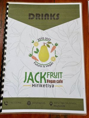 Drinks menu  at The Jackfruit Vegan Cafe in Dikwella