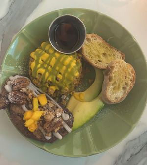 Vegan sampler with french toast   at La Isla in San Juan