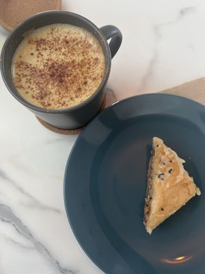 Golden latte and baklava  at La Isla in San Juan