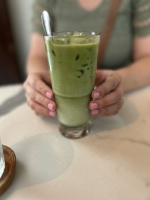 Iced matcha lattee  at La Isla in San Juan