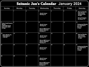 Here's our calendar for January!! at Seitanic Jax in Jacksonville